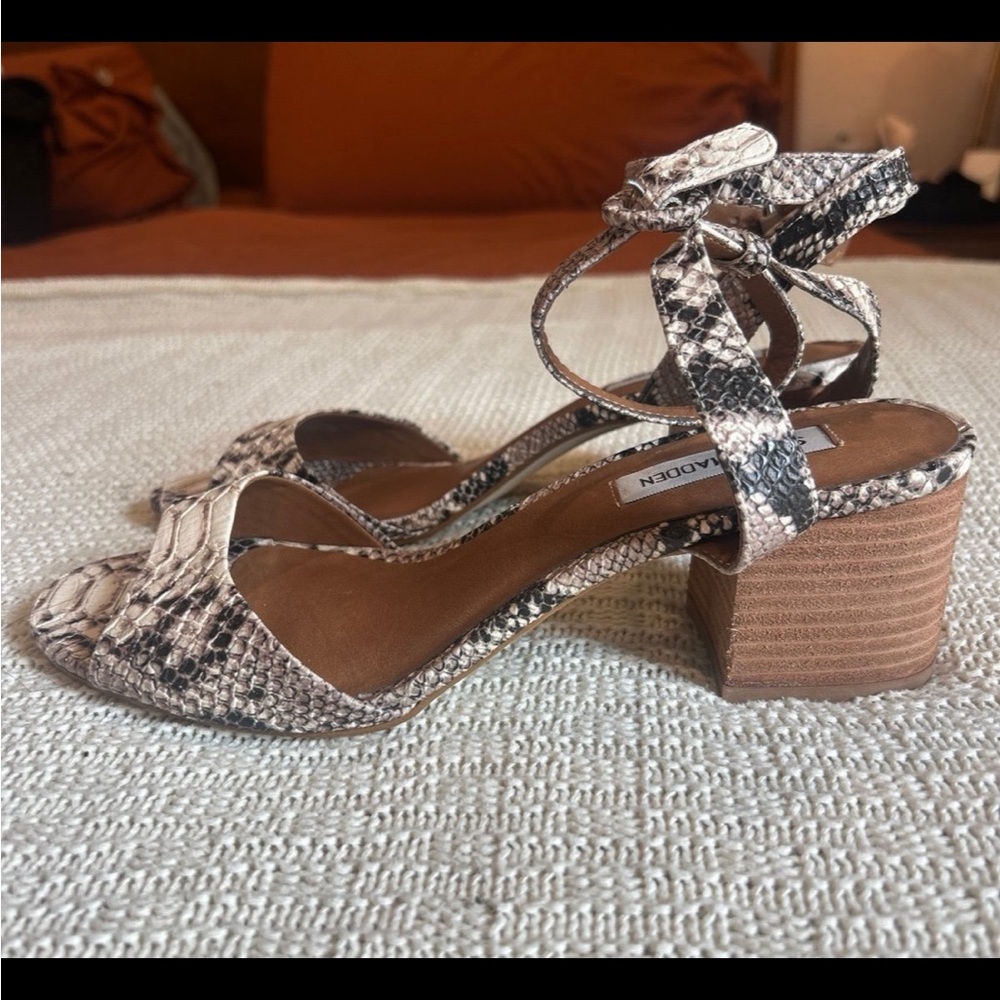 Steve Madden Snake Print Ankle Strap Sandals - Picture 3 of 7